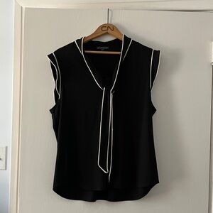 Classic Black Sleeveless Top with White Trim